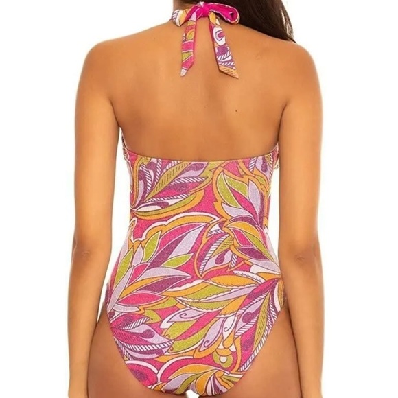 BECCA Womens Psychedelica Nina Plunge One-Piece Swimsuit - Picture 2 of 4